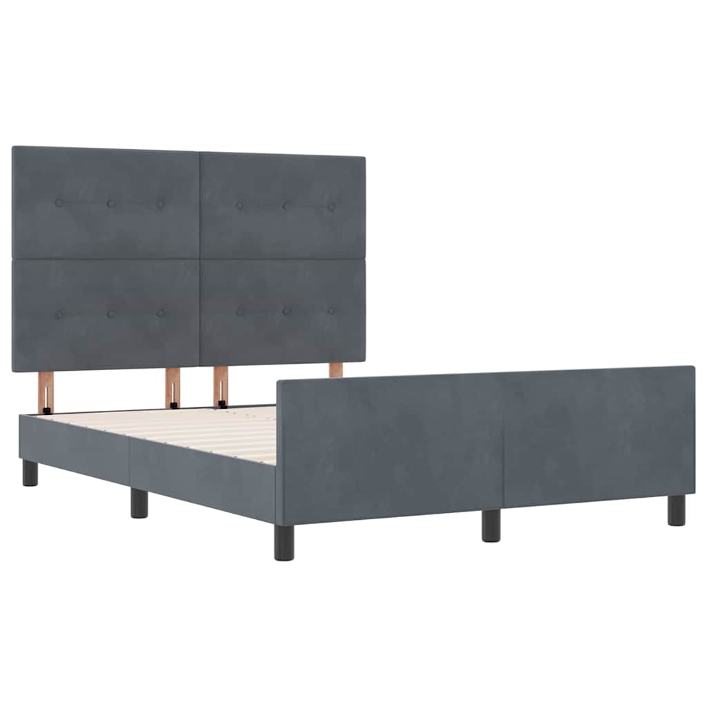 Letto a molle con testiera Grigio scuro 160 x 200 cm Velluto | homemem39