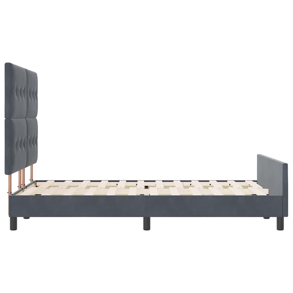 Letto a molle con testiera Grigio scuro 160 x 200 cm Velluto | homemem39