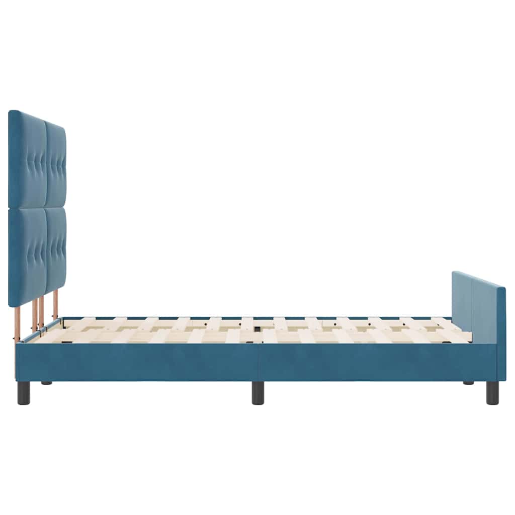 Letto a molle con testiera Blu Scuro 160 x 200 cm Velluto