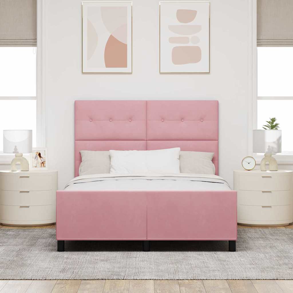 Letto a molle con testiera Rosa 160 x 200 cm Velluto | homemem39