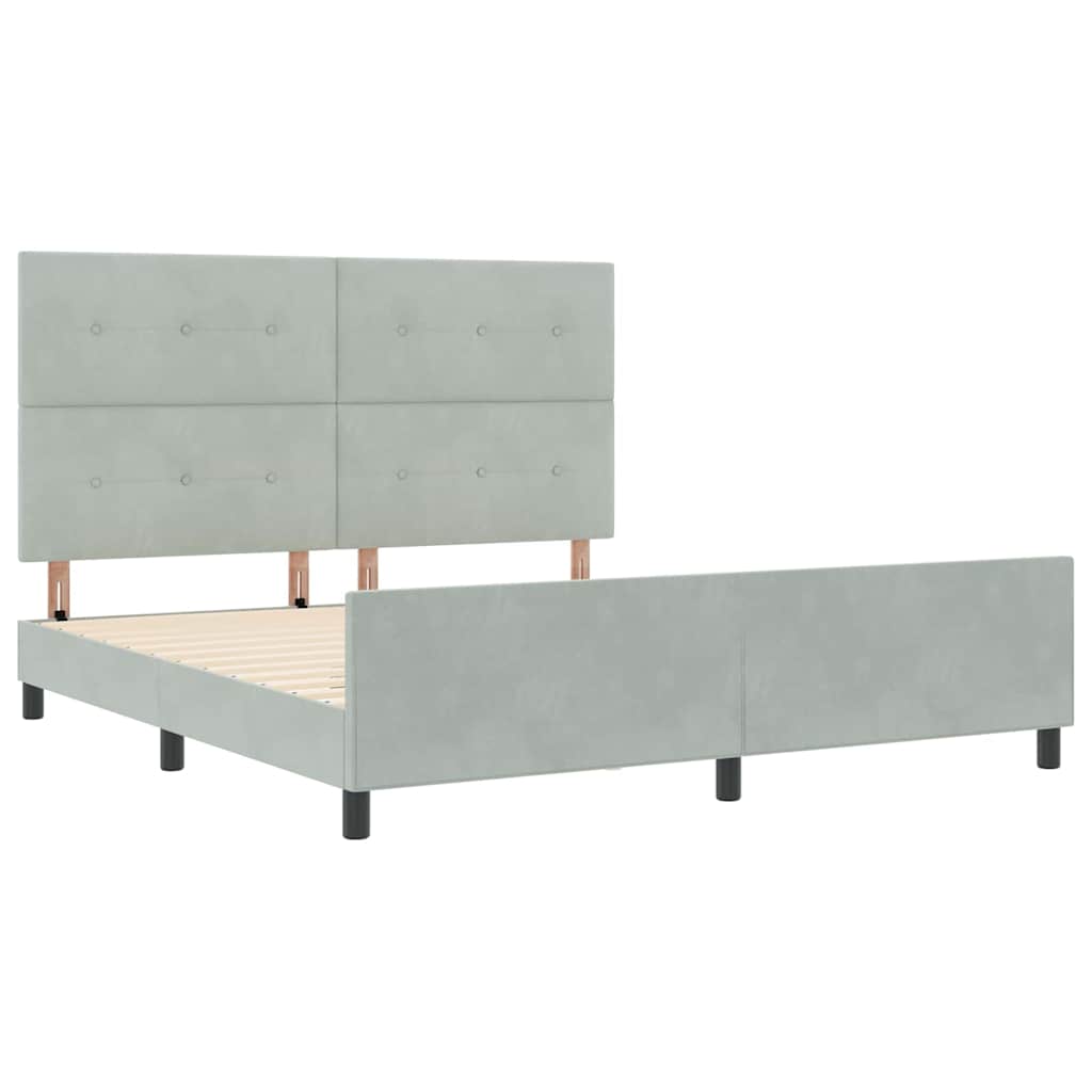 Letto a molle con testiera Grigio chiaro 180 x 200 cm Velluto | homemem39