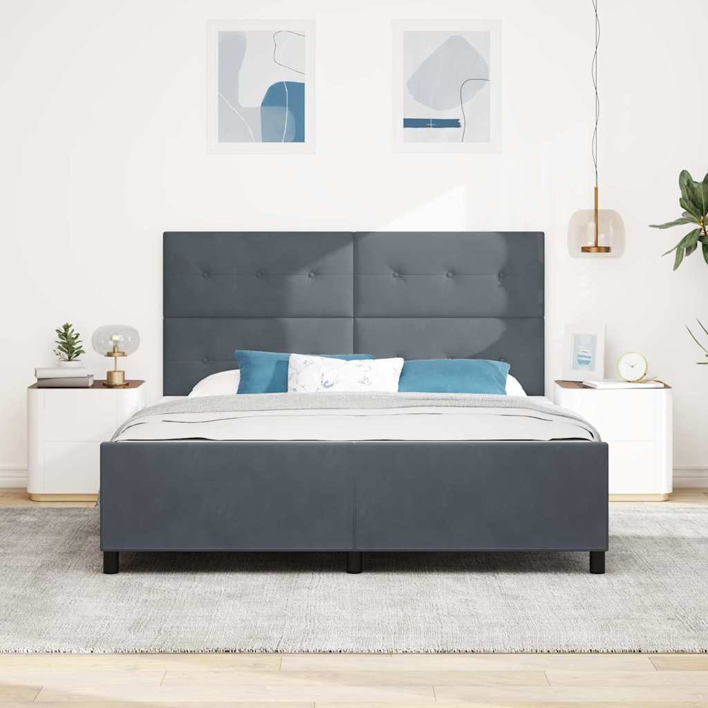Letto a molle con testiera Grigio scuro 180 x 200 cm Velluto | homemem39