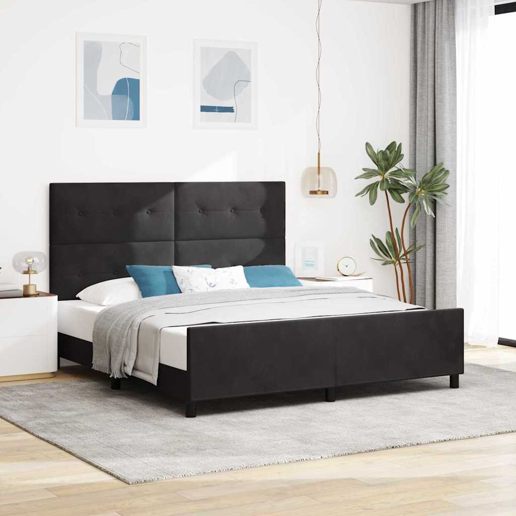 Letto a molle con testiera Nero 180 x 200 cm Velluto | homemem39