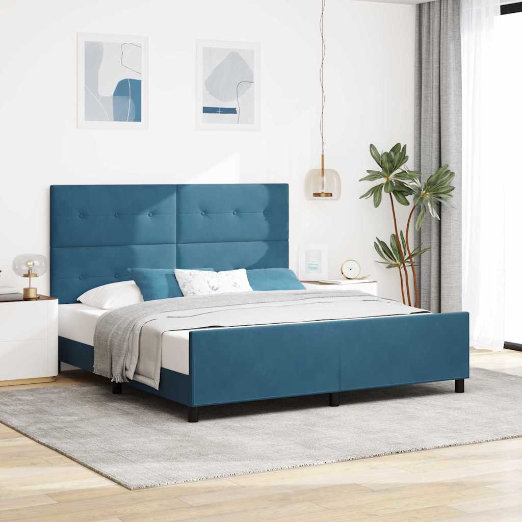 Letto a molle con testiera Blu Scuro 180 x 200 cm Velluto | homemem39