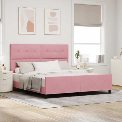 Letto a molle con testiera Rosa 180 x 200 cm Velluto | homemem39