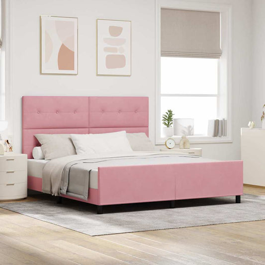 Letto a molle con testiera Rosa 180 x 200 cm Velluto | homemem39