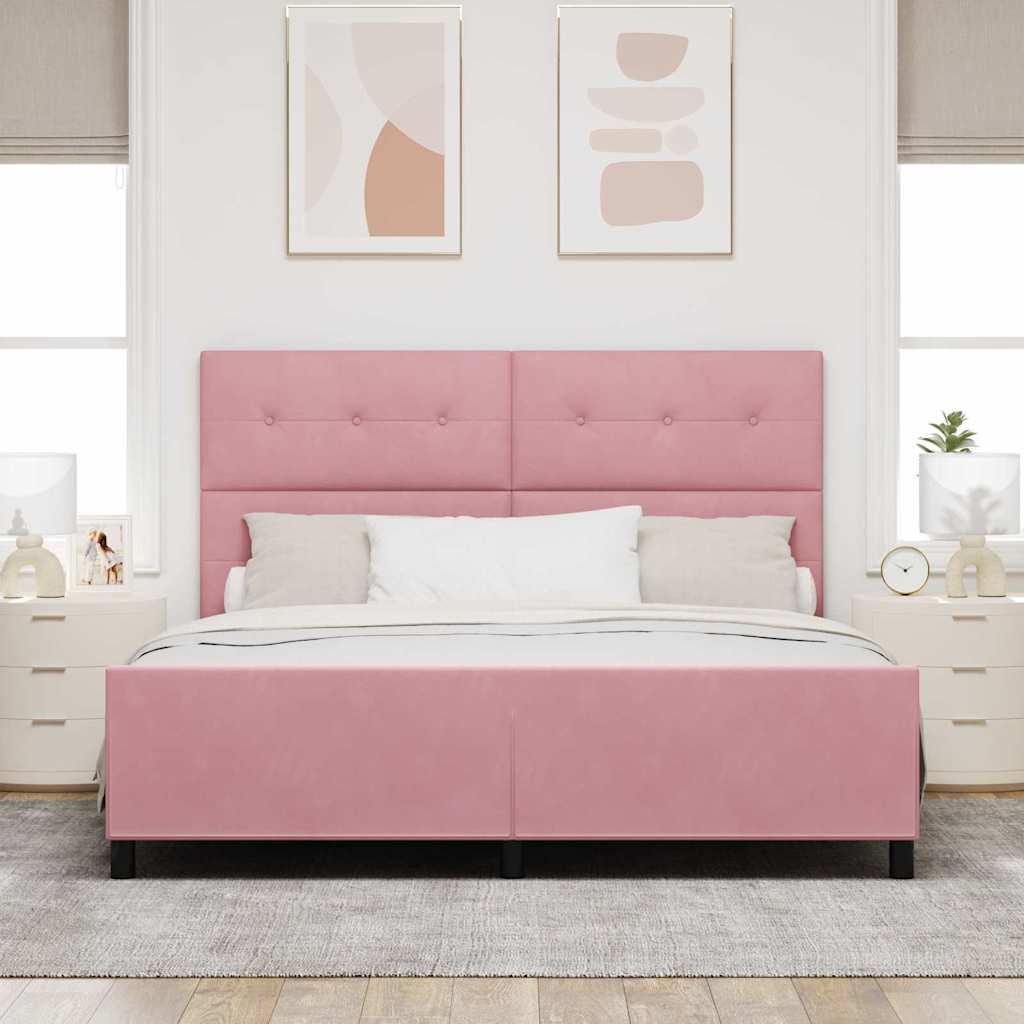 Letto a molle con testiera Rosa 180 x 200 cm Velluto | homemem39