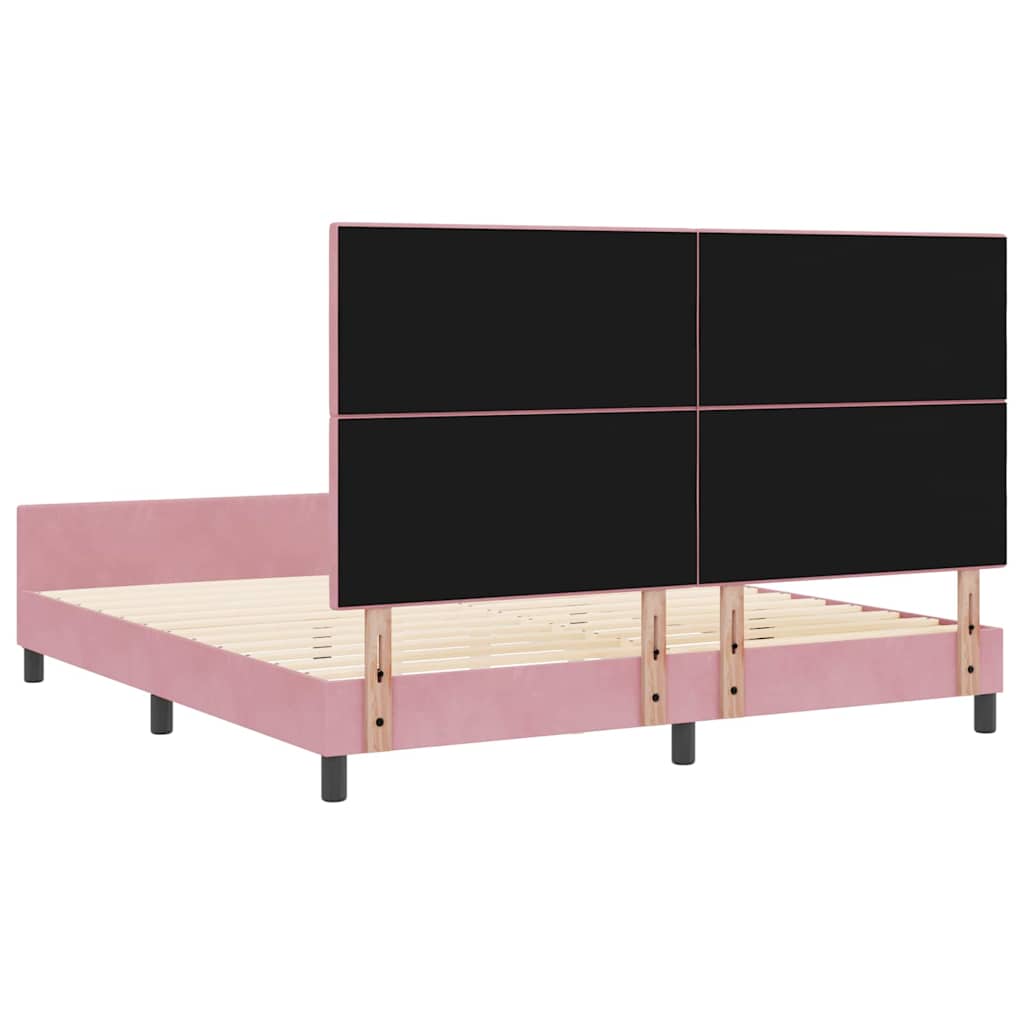 Letto a molle con testiera Rosa 180 x 200 cm Velluto | homemem39