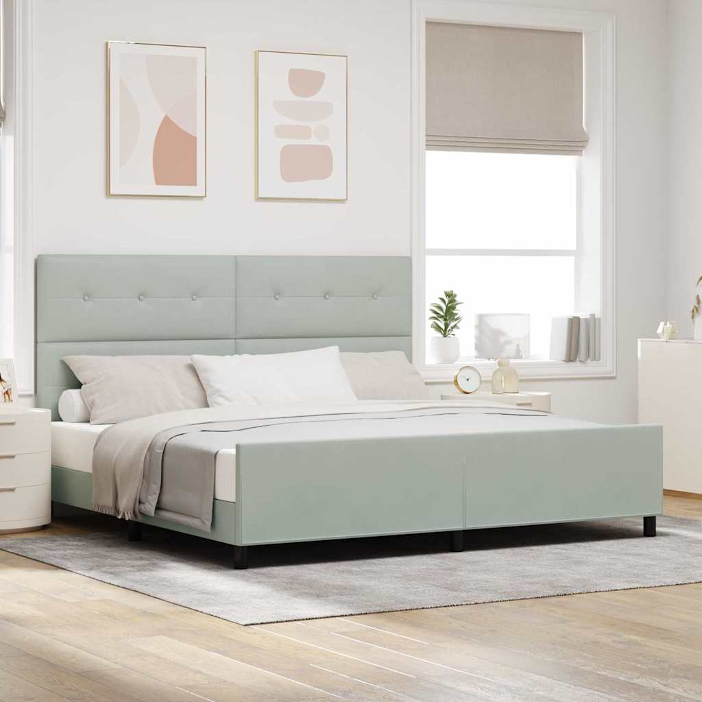 Letto a molle con testiera Grigio chiaro 200 x 200 cm Velluto | homemem39