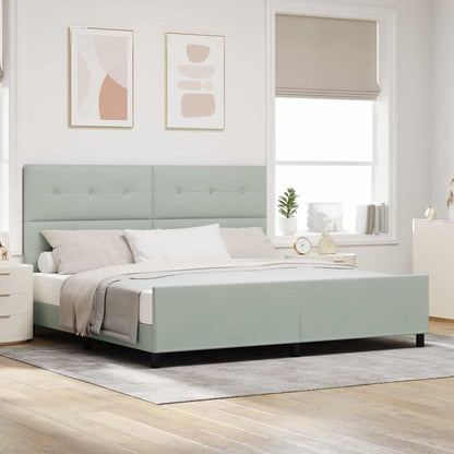Letto a molle con testiera Grigio chiaro 200 x 200 cm Velluto | homemem39