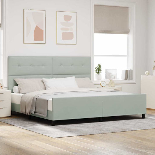 Letto a molle con testiera Grigio chiaro 200 x 200 cm Velluto | homemem39
