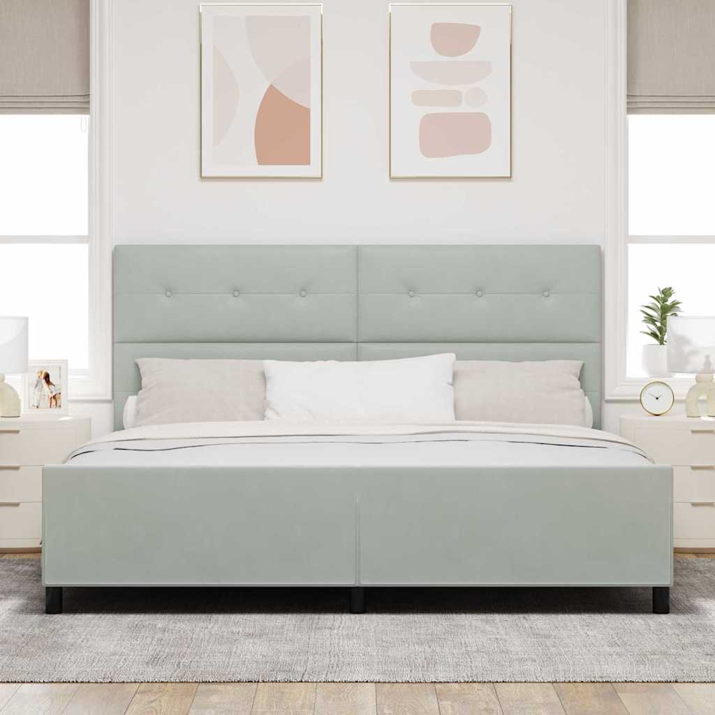 Letto a molle con testiera Grigio chiaro 200 x 200 cm Velluto | homemem39