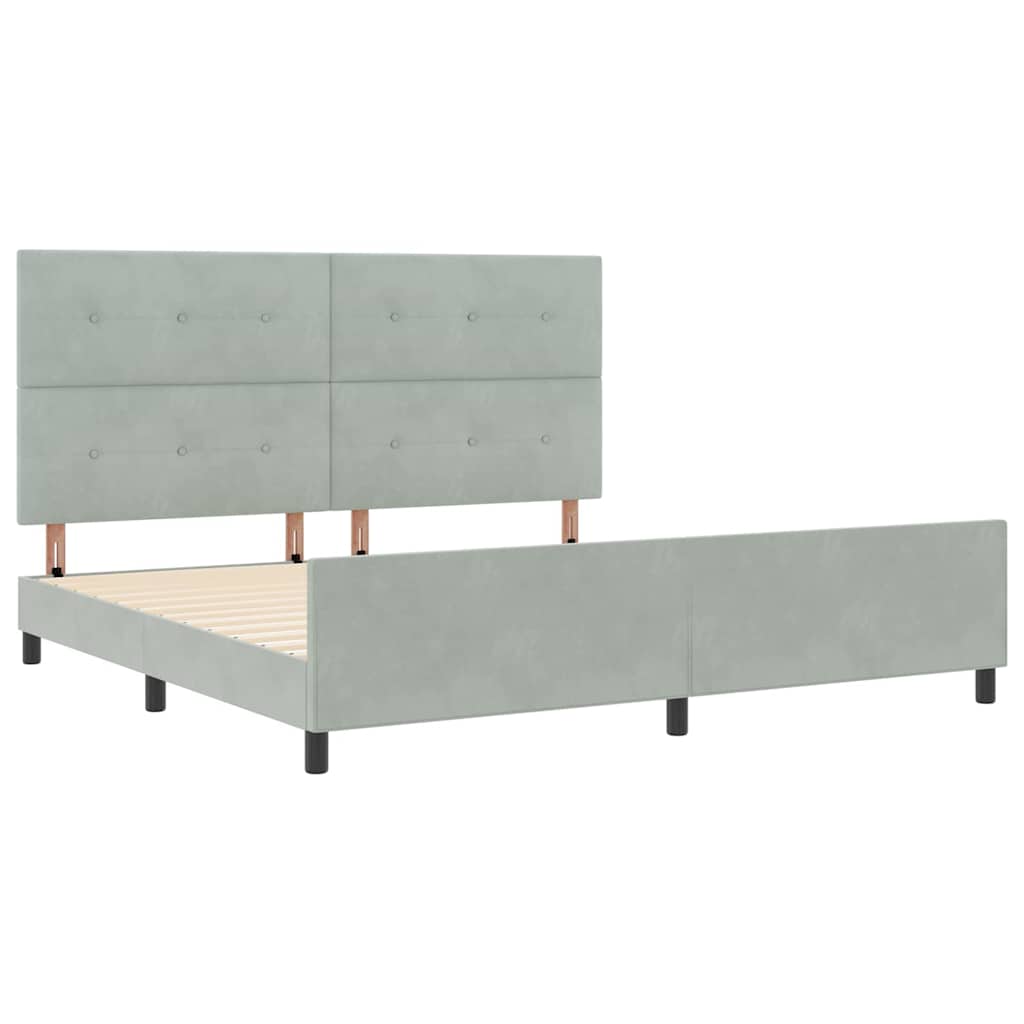 Letto a molle con testiera Grigio chiaro 200 x 200 cm Velluto | homemem39