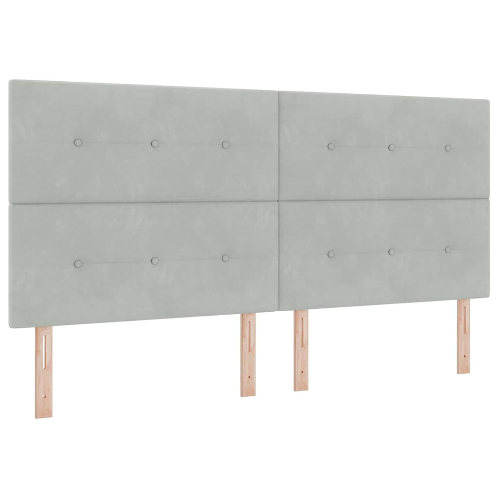Letto a molle con testiera Grigio chiaro 200 x 200 cm Velluto | homemem39