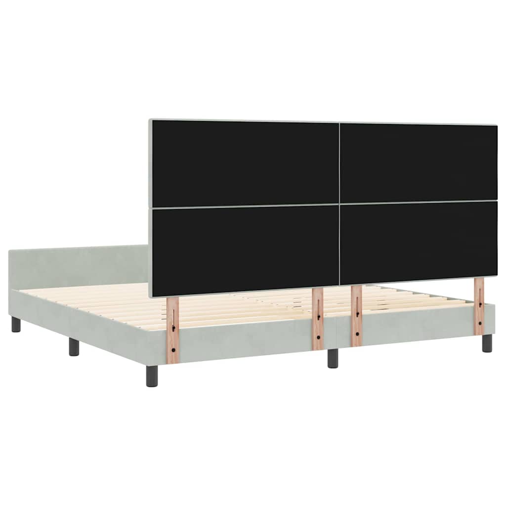 Letto a molle con testiera Grigio chiaro 200 x 200 cm Velluto | homemem39