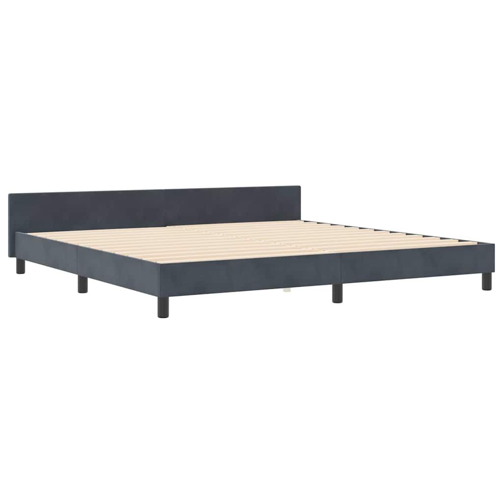 Letto a molle con testiera Grigio scuro 200 x 200 cm Velluto | homemem39