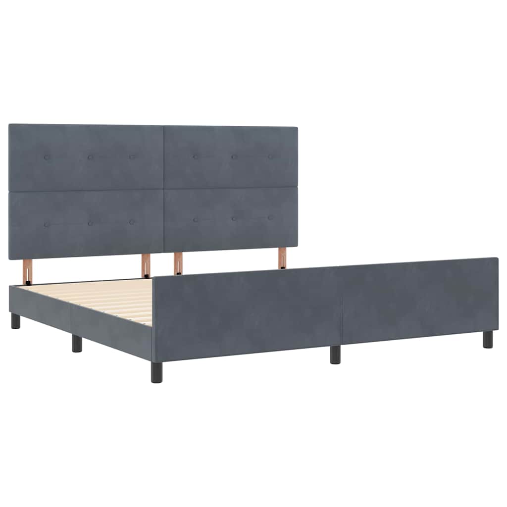 Letto a molle con testiera Grigio scuro 200 x 200 cm Velluto | homemem39