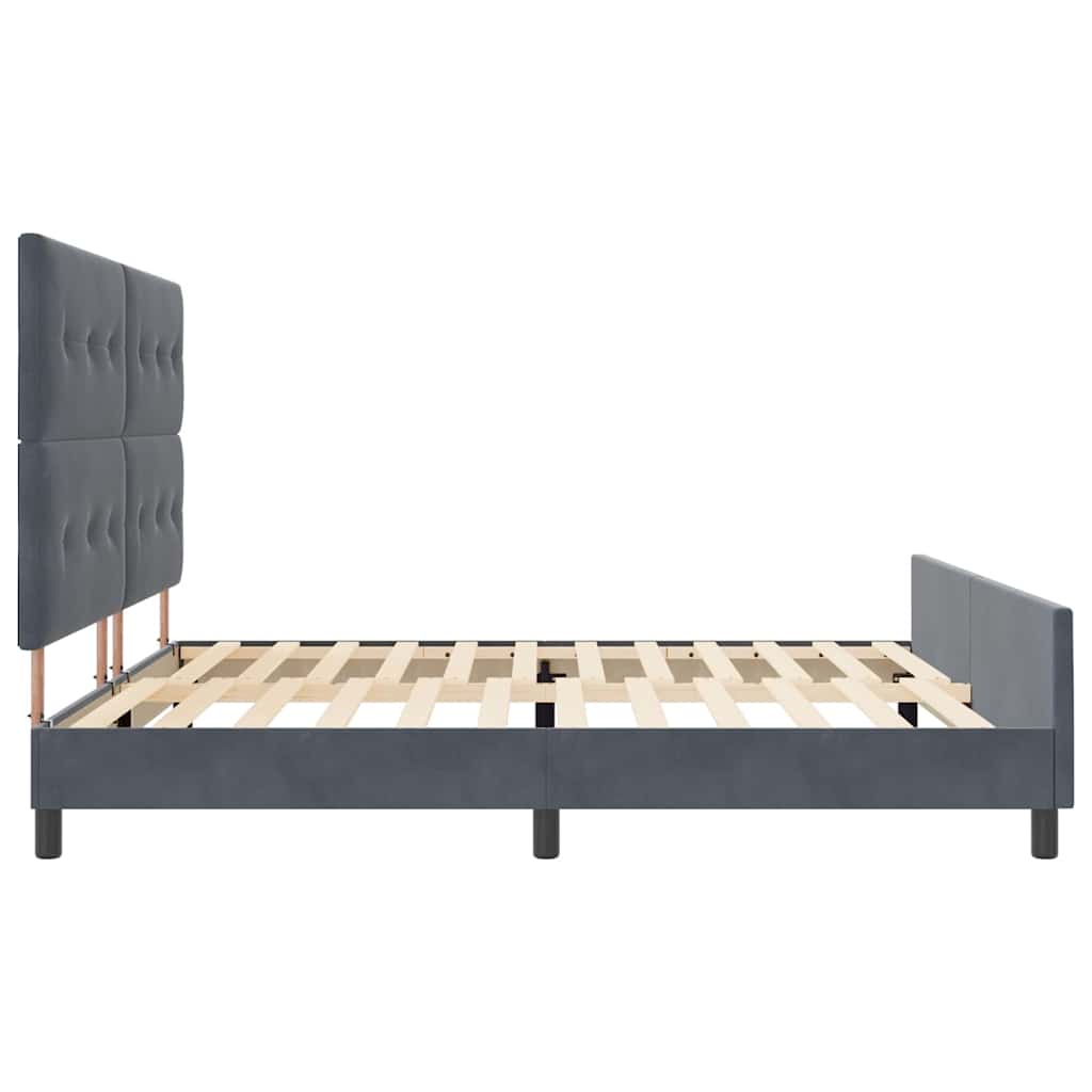 Letto a molle con testiera Grigio scuro 200 x 200 cm Velluto | homemem39