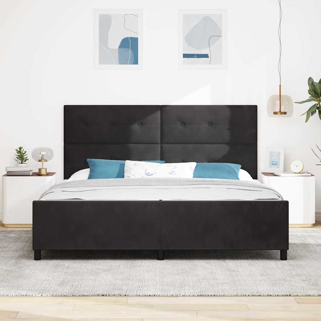 Letto a molle con testiera Nero 200 x 200 cm Velluto | homemem39