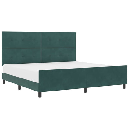 Letto a molle con testiera Verde Scuro 200 x 200 cm Velluto