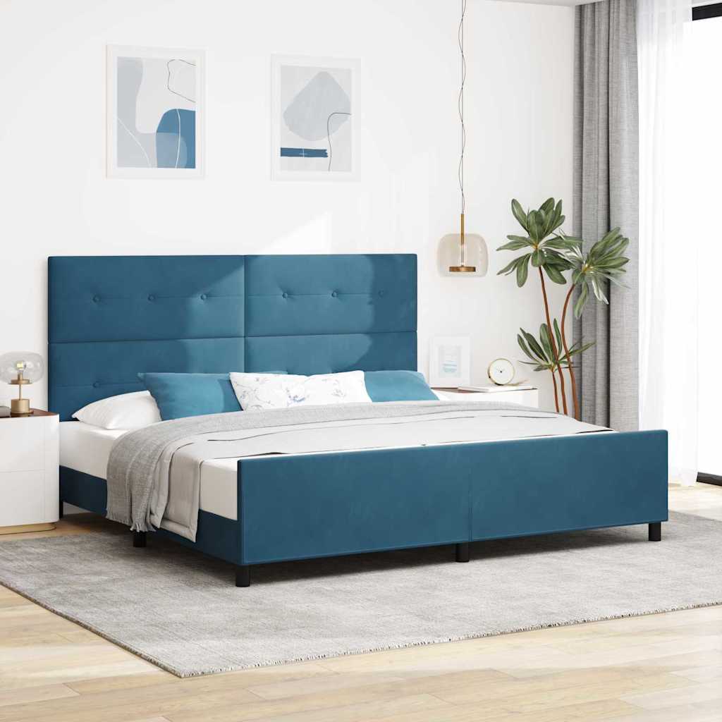 Letto a molle con testiera Blu Scuro 200 x 200 cm Velluto | homemem39
