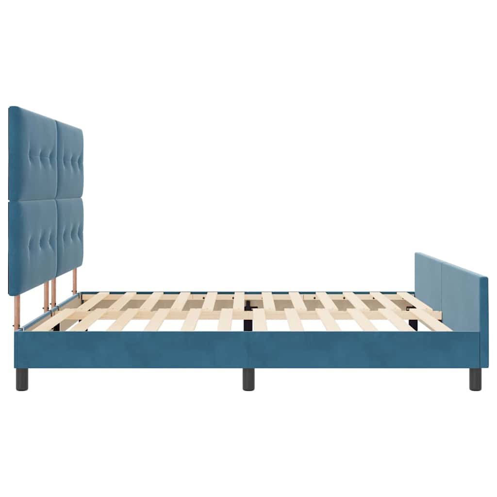 Letto a molle con testiera Blu Scuro 200 x 200 cm Velluto | homemem39