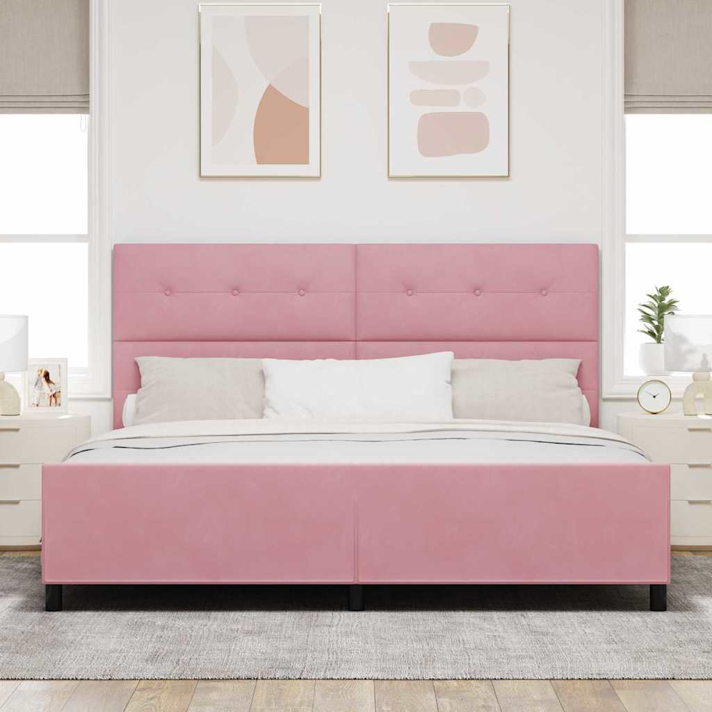 Letto a molle con testiera Rosa 200 x 200 cm Velluto | homemem39