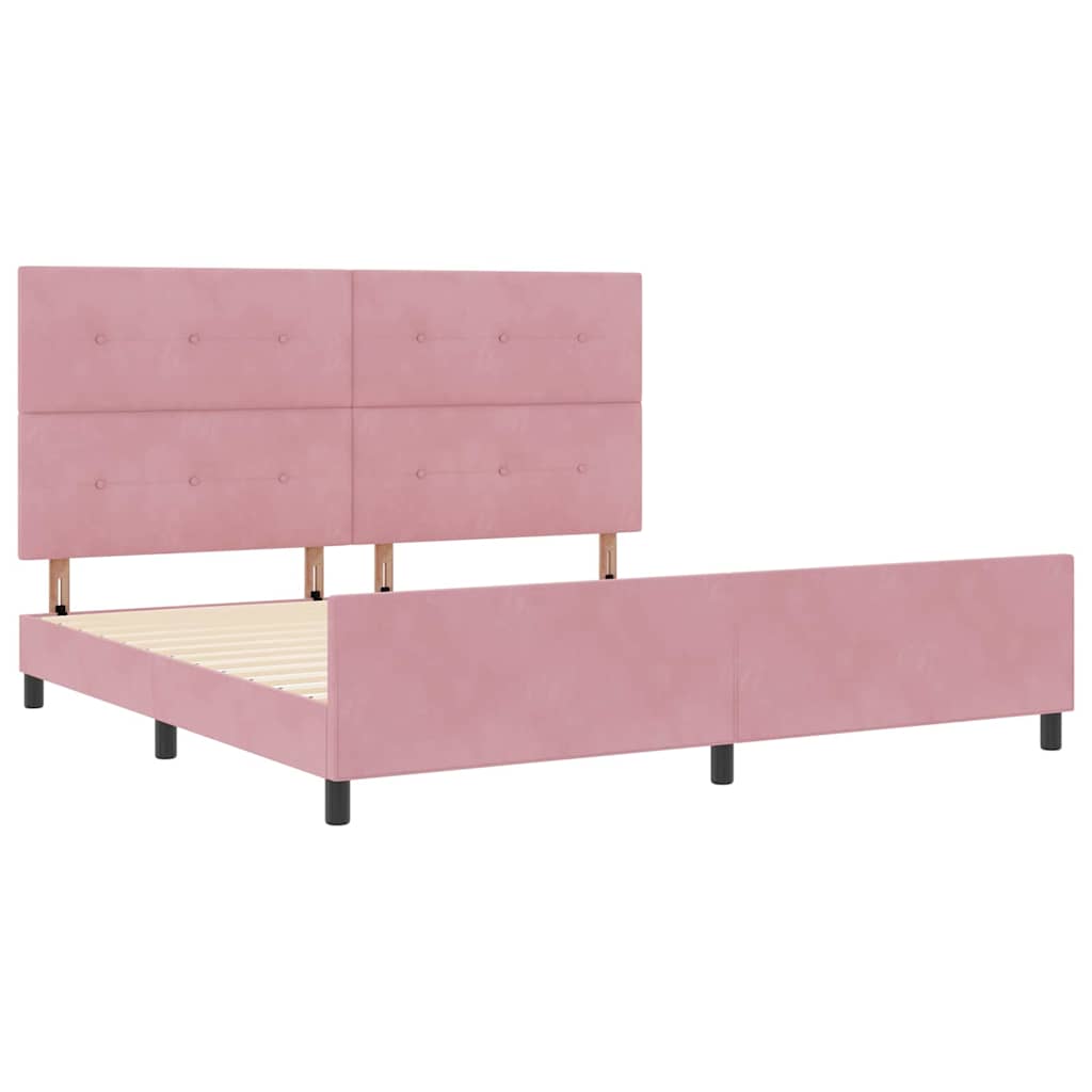 Letto a molle con testiera Rosa 200 x 200 cm Velluto | homemem39