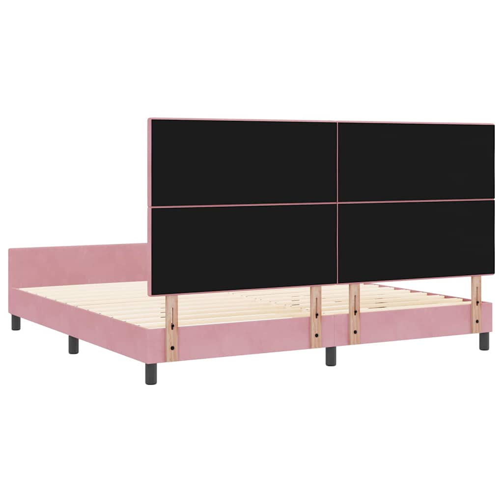 Letto a molle con testiera Rosa 200 x 200 cm Velluto | homemem39