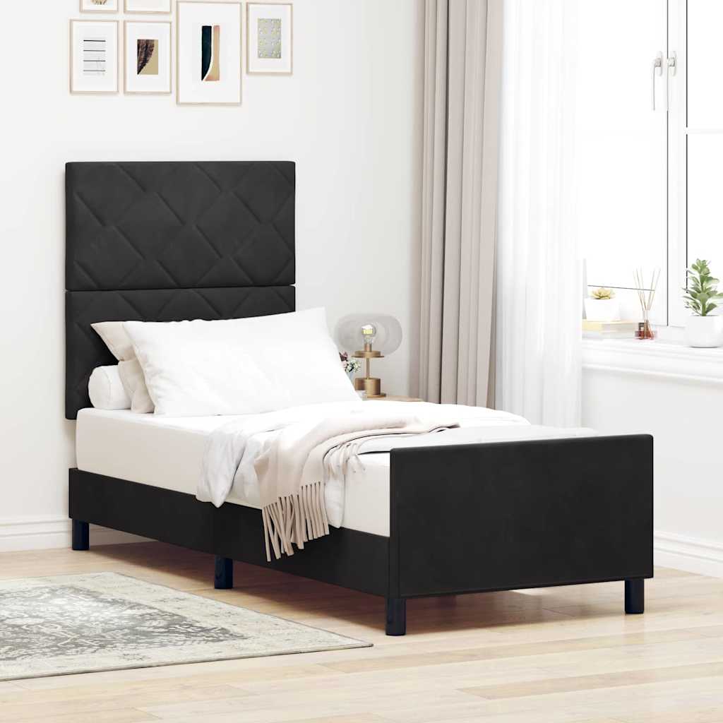 Letto a molle con testiera Nero 80 x 200 cm Velluto | homemem39