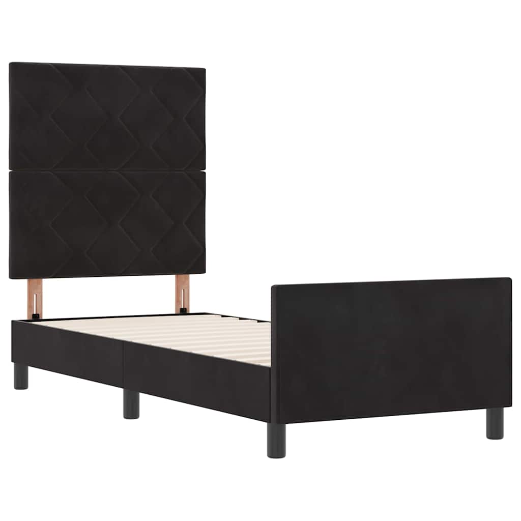 Letto a molle con testiera Nero 80 x 200 cm Velluto | homemem39