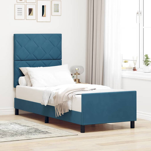 Letto a molle con testiera Blu Scuro 80 x 200 cm Velluto