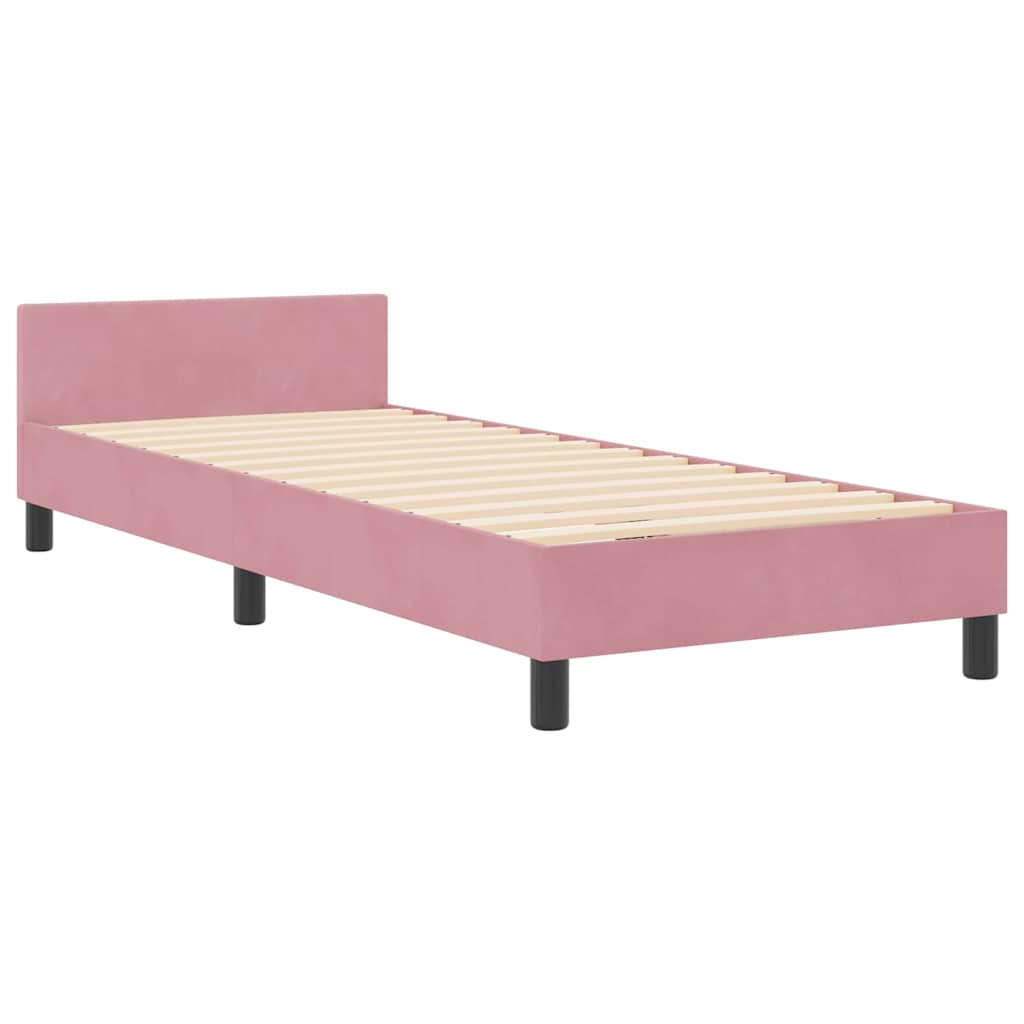 Letto a molle con testiera Rosa 80 x 200 cm Velluto