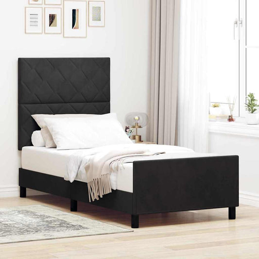 Letto a molle con testiera Nero 90 x 190 cm Velluto