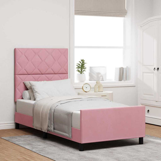 Letto a molle con testiera Rosa 90 x 190 cm Velluto | homemem39