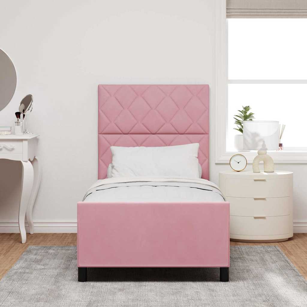 Letto a molle con testiera Rosa 90 x 190 cm Velluto | homemem39
