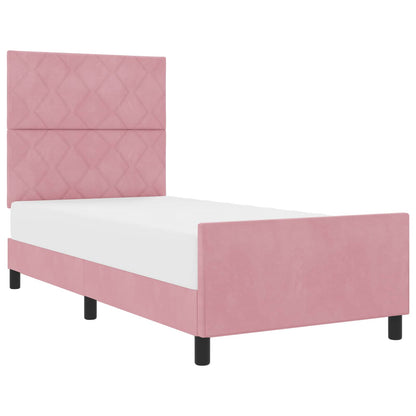 Letto a molle con testiera Rosa 90 x 190 cm Velluto | homemem39
