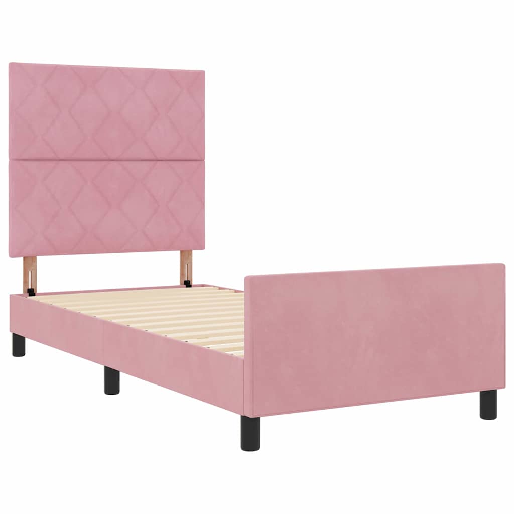 Letto a molle con testiera Rosa 90 x 190 cm Velluto | homemem39