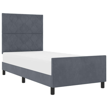 Letto a molle con testiera Grigio scuro 90 x 200 cm Velluto