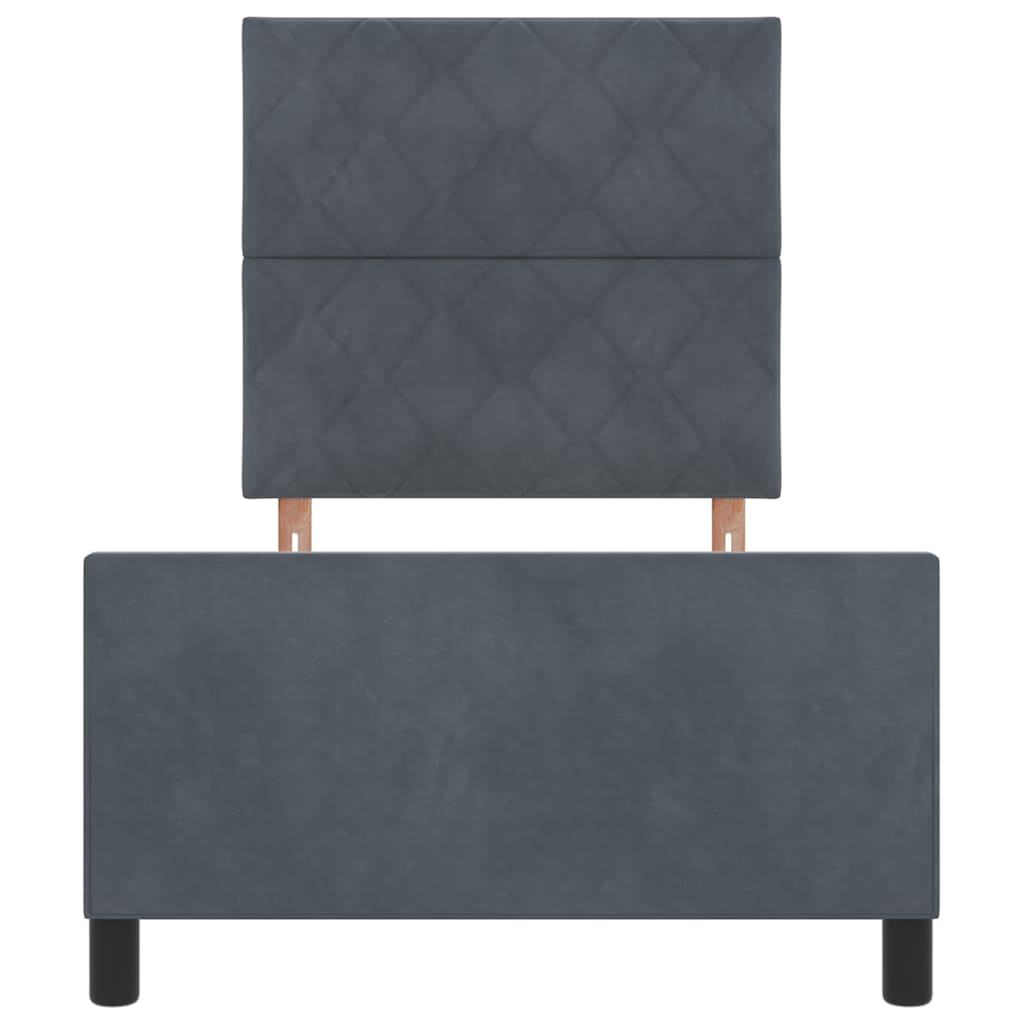 Letto a molle con testiera Grigio scuro 90 x 200 cm Velluto