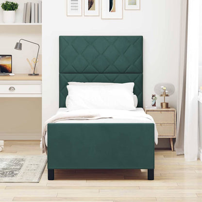 Letto a molle con testiera Verde Scuro 90 x 200 cm Velluto