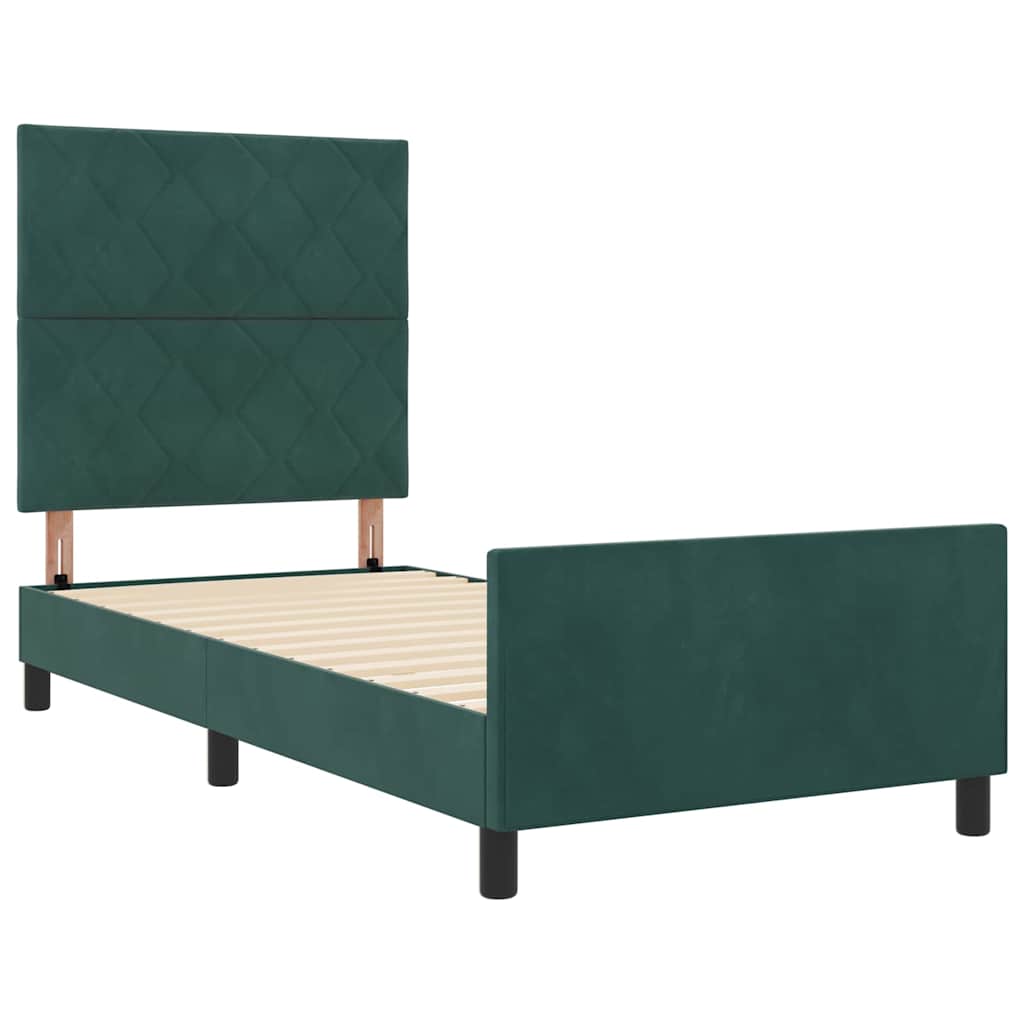 Letto a molle con testiera Verde Scuro 90 x 200 cm Velluto | homemem39