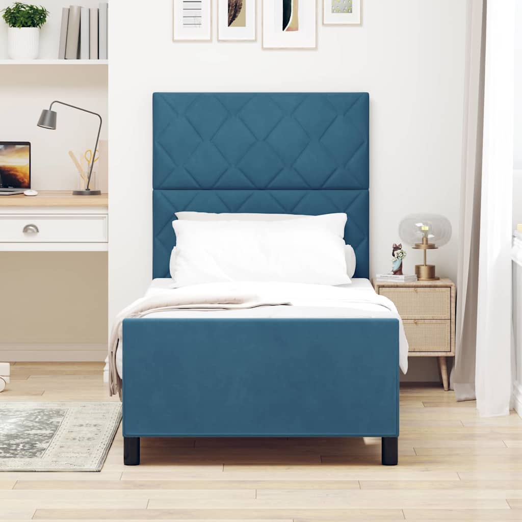 Letto a molle con testiera Blu Scuro 90 x 200 cm Velluto | homemem39