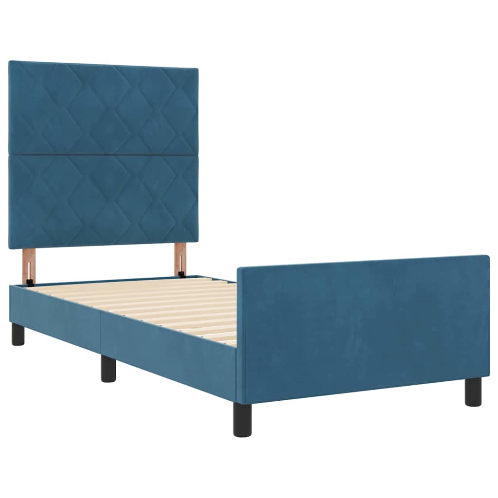 Letto a molle con testiera Blu Scuro 90 x 200 cm Velluto | homemem39