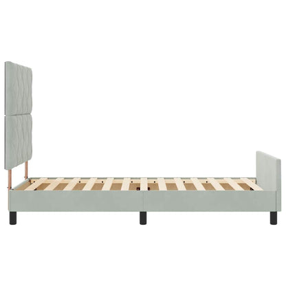 Letto a molle con testiera Grigio chiaro 100 x 200 cm Velluto