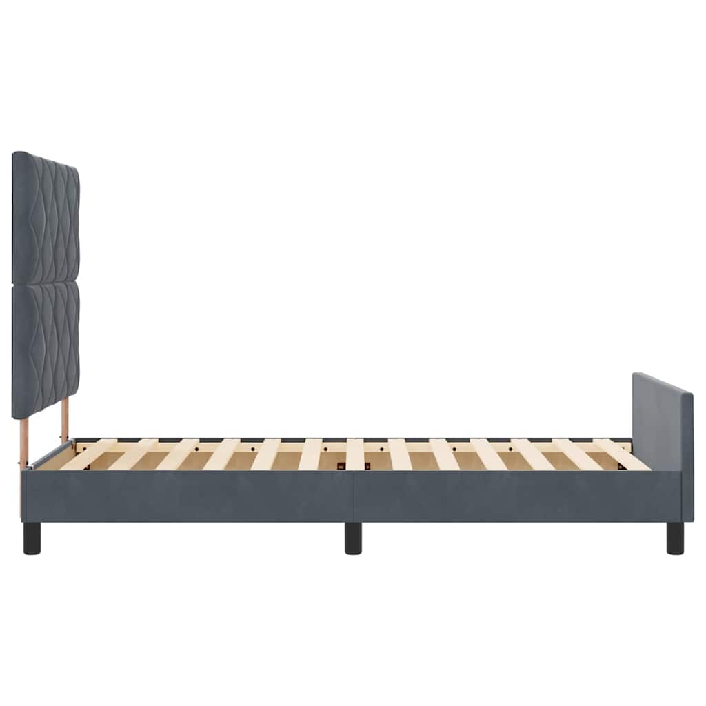 Letto a molle con testiera Grigio scuro 100 x 200 cm Velluto