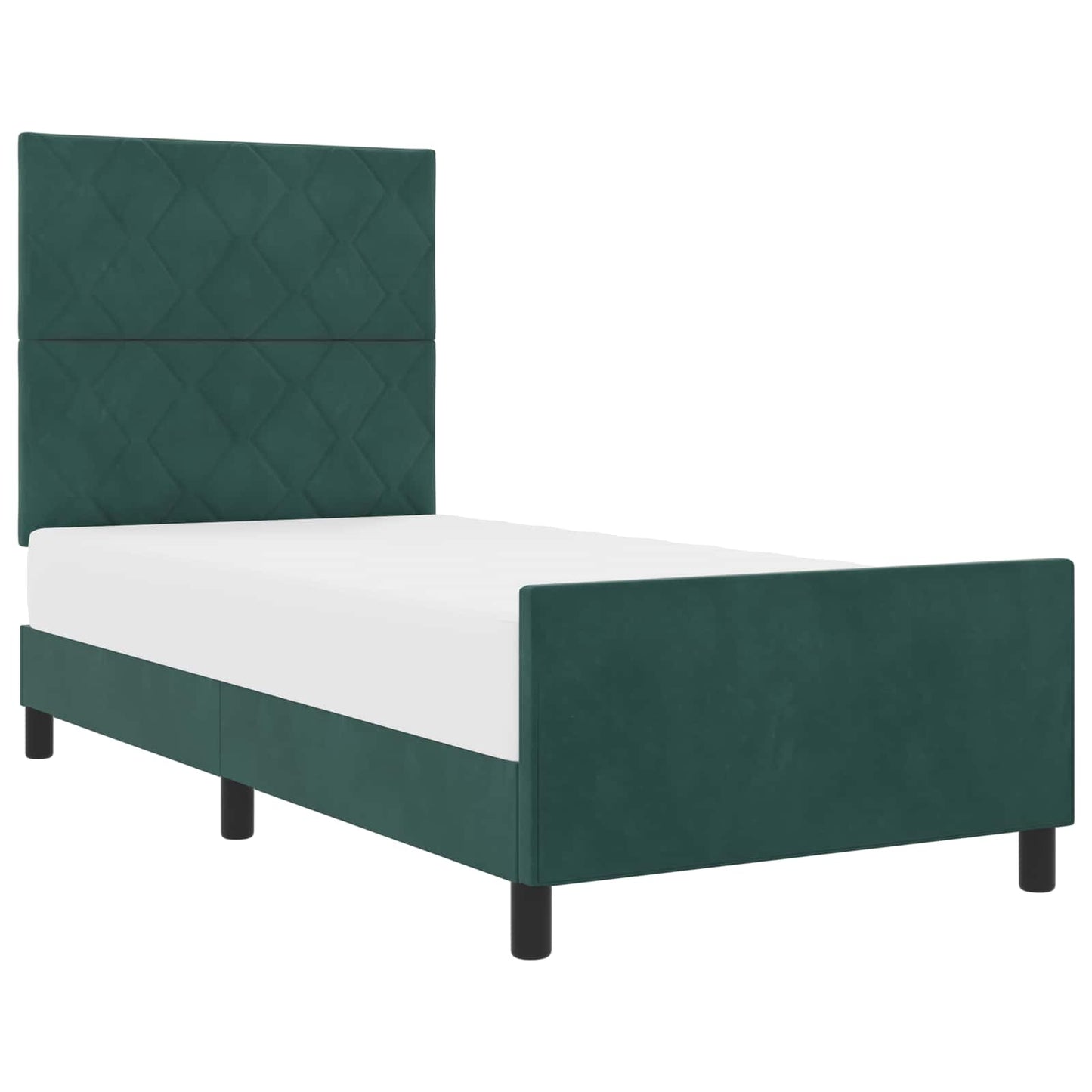 Letto a molle con testiera Verde Scuro 100 x 200 cm Velluto