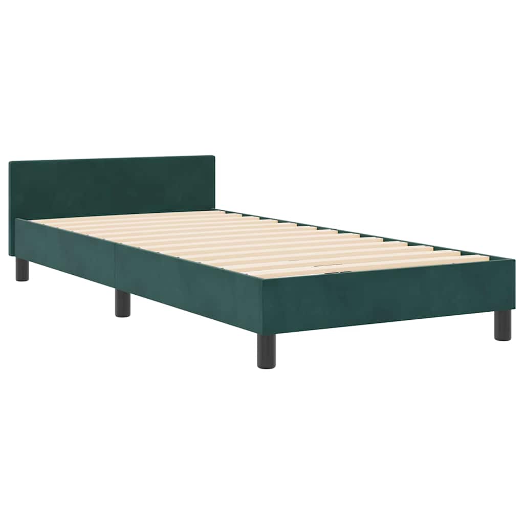Letto a molle con testiera Verde Scuro 100 x 200 cm Velluto