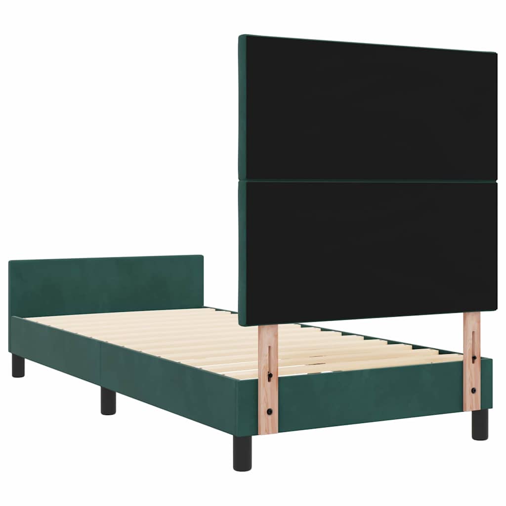 Letto a molle con testiera Verde Scuro 100 x 200 cm Velluto