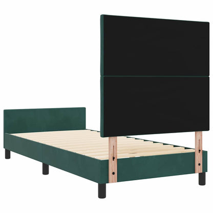 Letto a molle con testiera Verde Scuro 100 x 200 cm Velluto